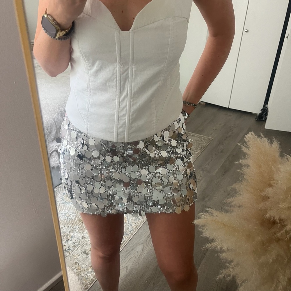 Cider Sequin Silver Mini Skirt Cocktail